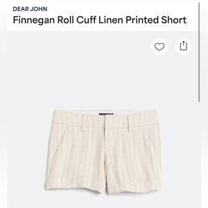 Dear John Cream pin striped Bermudas Tailored Summer Shorts size 27.